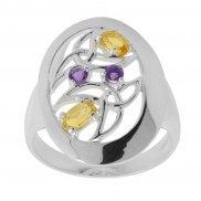 Sterling Silver Amethyst and Citrine Trinity Knot Ring 1161