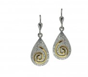 Silver two tone spiral earrings - 7046