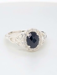 JMH Jewellery Silver Black Spinel Gemstone Ring