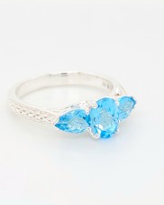 JMH Jewellery 3 Stone Blue Topaz Gemstone Ring
