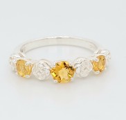 JMH Jewellery Silver Citrine Band Ring