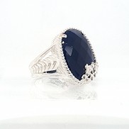 JMH Jewellery Silver Blue Chalcedony Cigar Ring