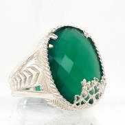 JMH Jewellery Silver Green Onyx Cigar Ring