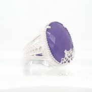 JMH Jewellery Silver Lavender Quartz Cigar Ring