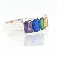 JMH Jewellery Silver Eternity Ring with Rainbow CZ stones