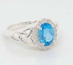JMH Jewellery Silver Blue Topaz Gemstone Ring