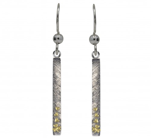 Sterling Silver Long Shamrock Earrings