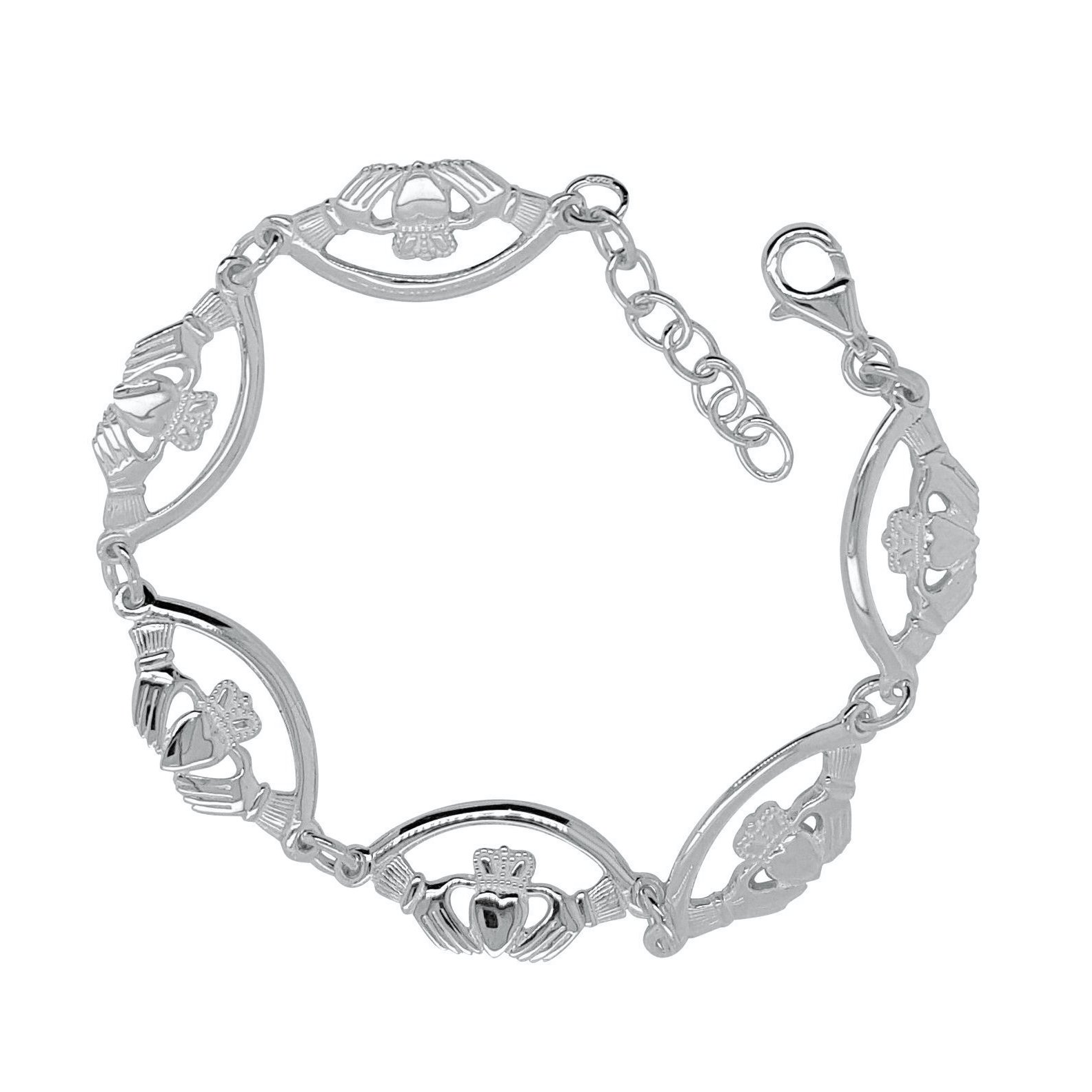 Claddagh Silver Bracelet 6 piece with extender8407
